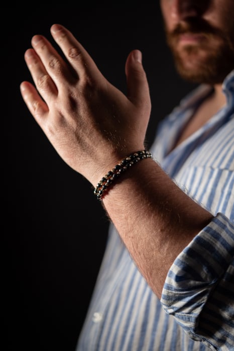 Brățară cu Bile de Aur 14K, Șnur și Hematit Fațetat 6 mm [2]