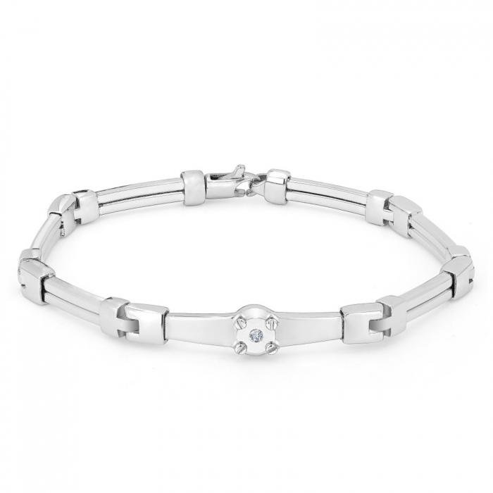 Bratara cu Diamant Natural 0.022ct pentru Barbati, din Otel Inoxidabil