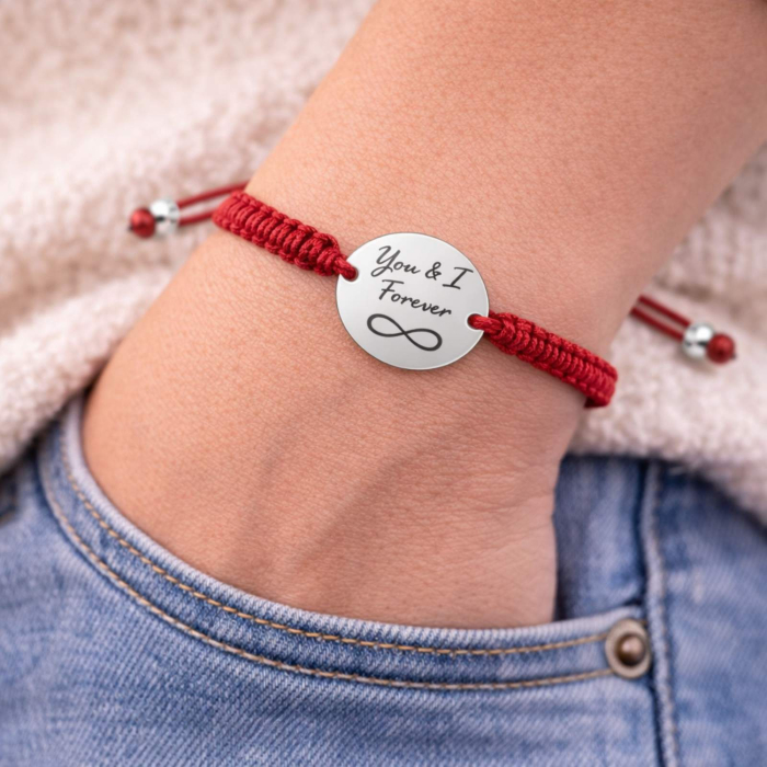 Brățară cu Șnur Roșu și Bănuț din Argint 925 Personalizată cu Text – Cadou pentru Femei [2]