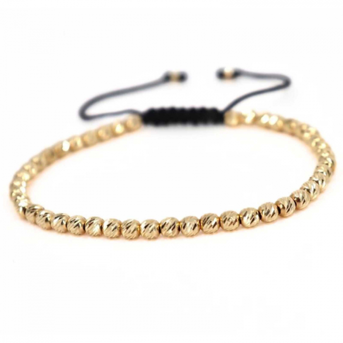 Brățară cu șnur și bile de Aur 14K 4 mm [6]