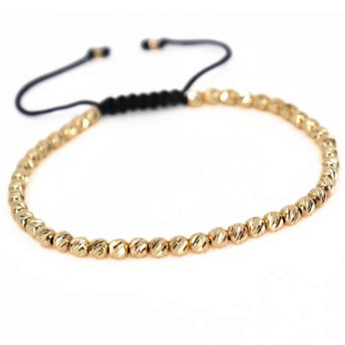 Brățară cu șnur și bile de Aur 14K 4 mm [3]
