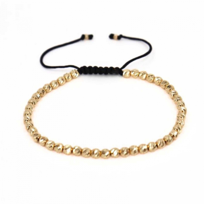 Brățară cu șnur și bile de Aur 14K 4 mm [5]