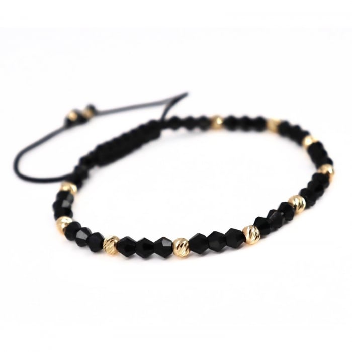 Brățară cu Șnur și Bile de Aur 14K 585, Cristale Sticlă Biconice 4 mm [2]