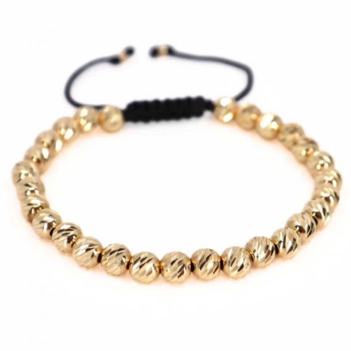 Brățară cu șnur și bile de Aur 14K 6 mm [4]