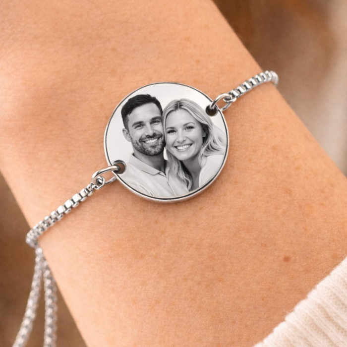 Brățară Damă Personalizată cu Poză și Mesaj – Bănuț 20 mm, Inox Premium, Reglabilă [3]