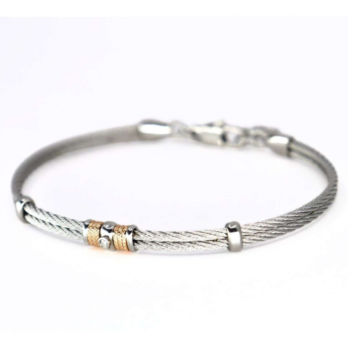 Brățară din Oțel cu Diamant de 0.015ct, pentru Bărbați [4]