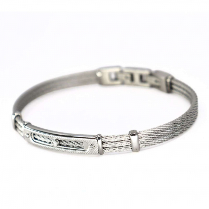 Brățară din Oțel cu Diamant Natural 0.015ct pentru Bărbați [8]