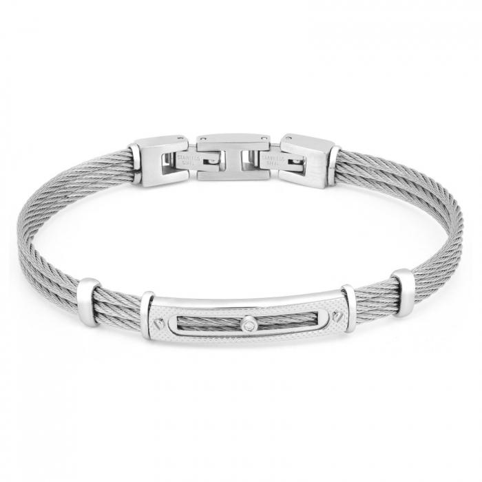 Bratara din Otel cu Diamant Natural 0.015ct pentru Barbati