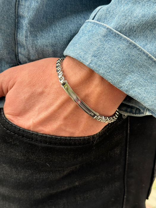 Brățară din Oțel Inoxidabil cu Diamant de 0.015ct pentru Bărbați [2]