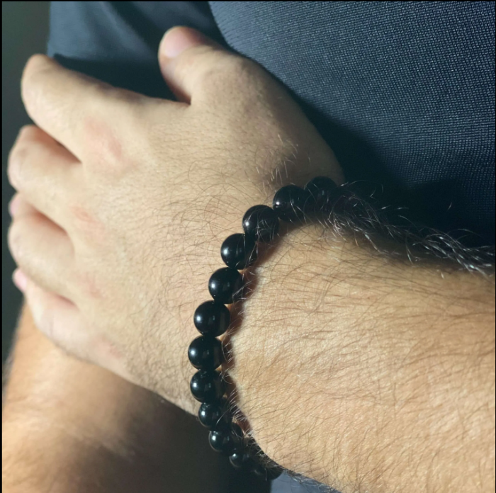 Brățară Elastică și Pietre Naturale Onix Negru Lucios 8mm [2]