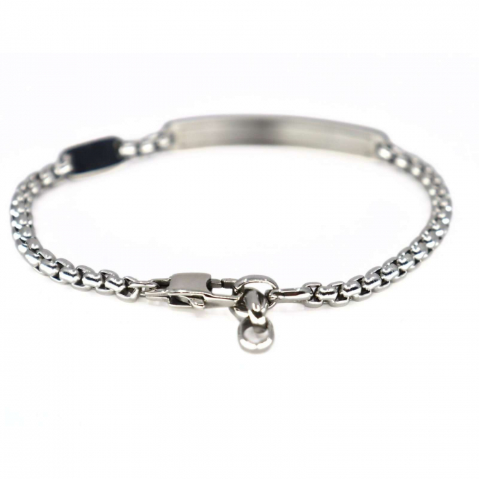 Brățară Inox Bărbați, cu Lanț și Plăcuță cu Aur 18K [3]