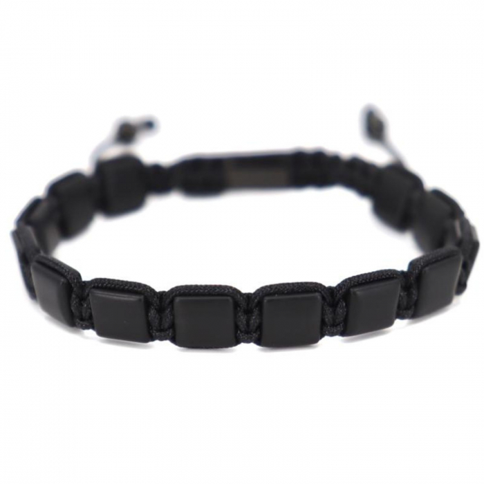 Bratara onix 8 mm, pietre patrate mate, snur macrame impletit [6]