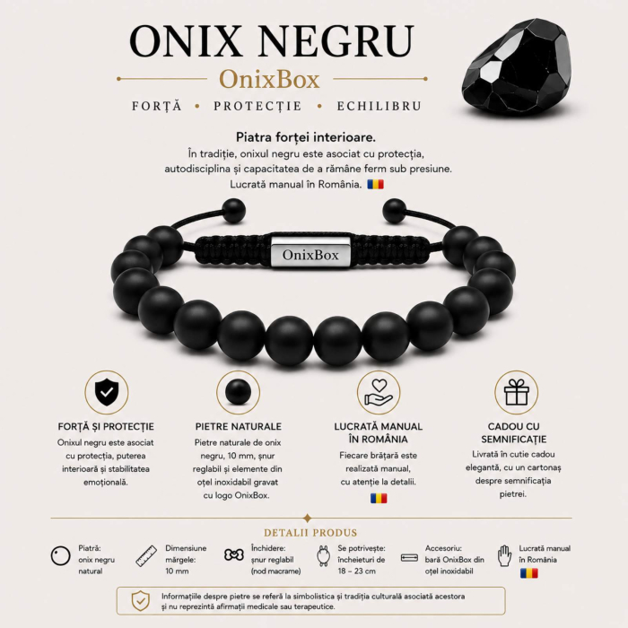 Brățară Onix Negru Mat pentru Bărbați – Forță & Protecție [5]