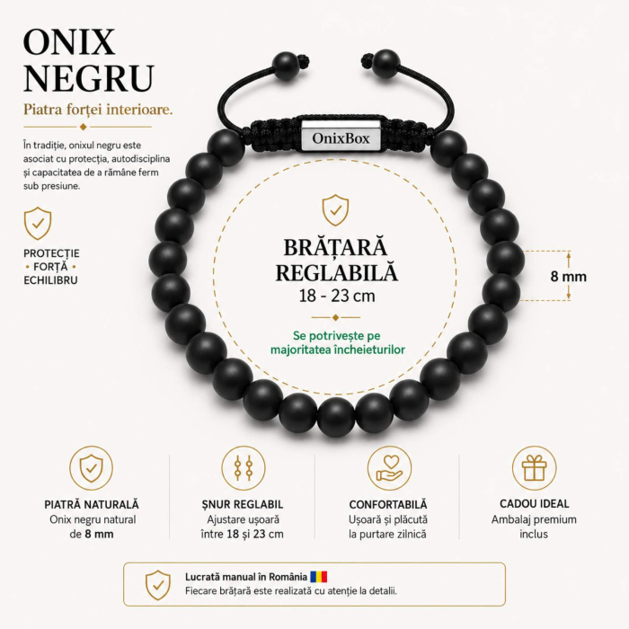 Set 2 Brățări Bărbați din Pietre Naturale 8 mm – Onix & Triplă Protecție [4]