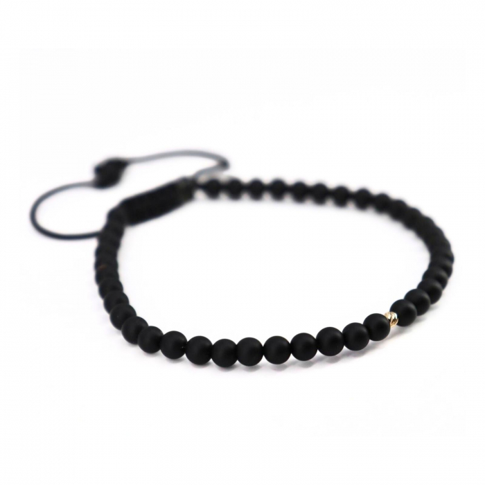 Brățară Onix și Aur 14K 585, Șnur Reglabil [2]