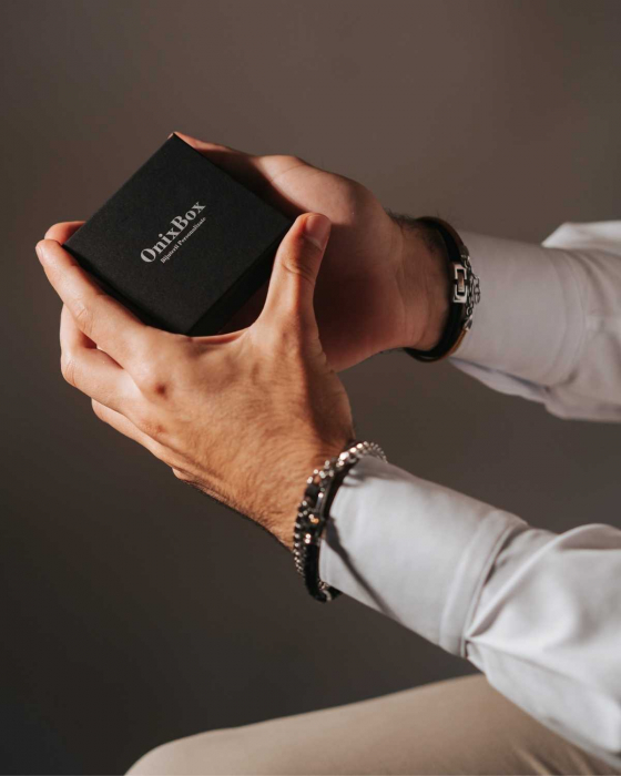 Brățară Oțel Inoxidabil Bărbați, cu Lanț și Plăcuță cu Aur 18K [5]