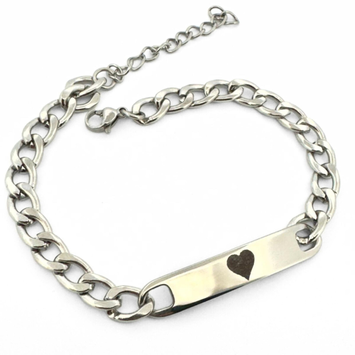 Bratara Barbati Personalizata Text ,   Placuta Inox 40x8 mm, Lant Reglabil