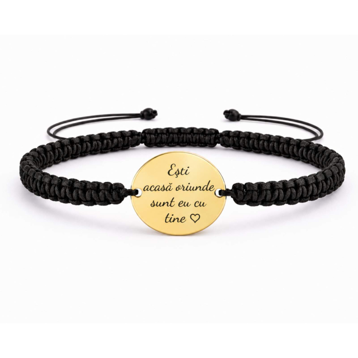 Brățară Personalizată cu Poză și Mesaj pentru Tată – Bănuț Auriu 18K din Inox, Șnur Reglabil, Cadou Premium [2]