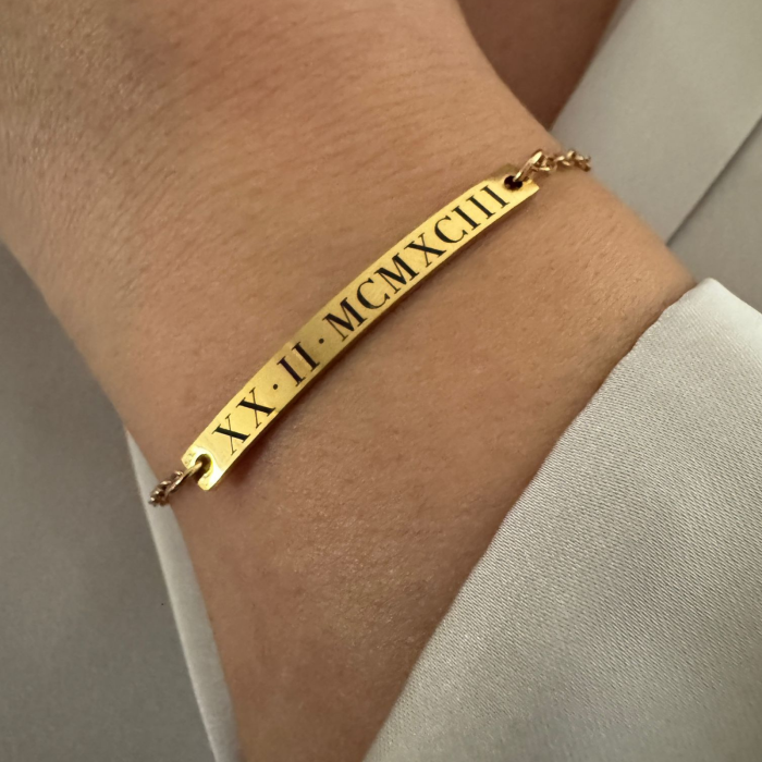 Brățară Personalizată pentru Damă - Plăcuță 40mm, Lanț Reglabil, Inox Premium Auriu [6]