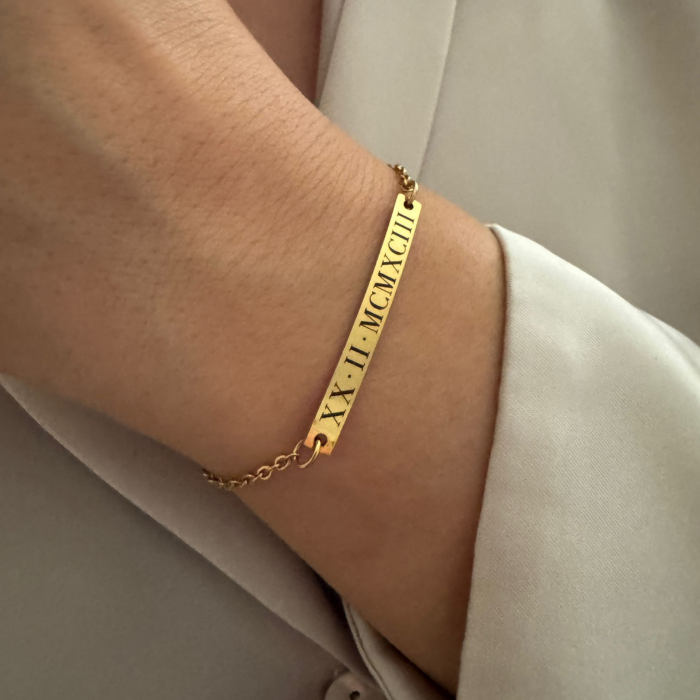 Brățară Personalizată pentru Damă - Plăcuță 40mm, Lanț Reglabil, Inox Premium Auriu [2]
