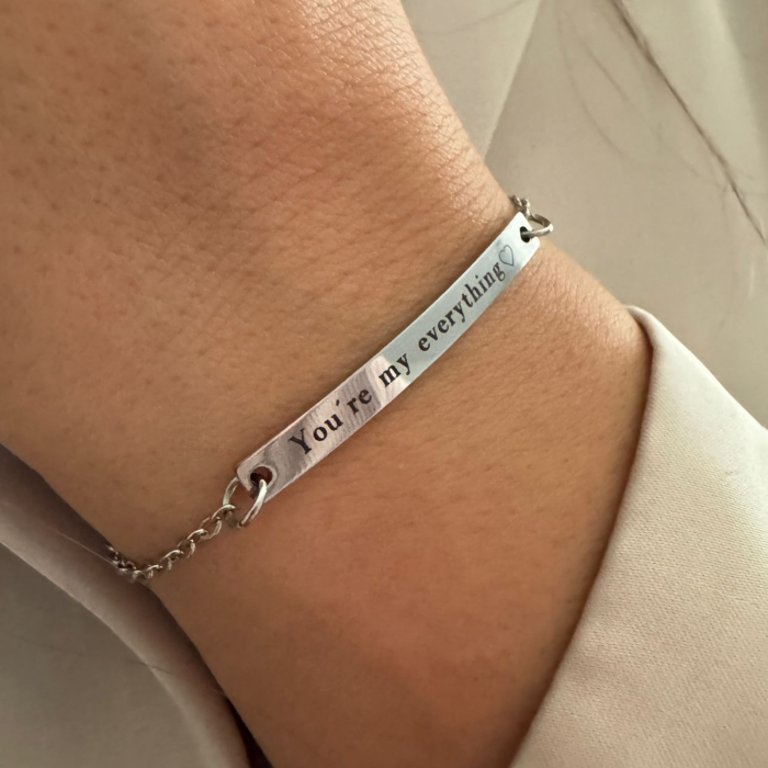 Brățară Personalizată pentru Damă - Plăcuță 40mm, Lanț Reglabil, Inox Premium Auriu [8]