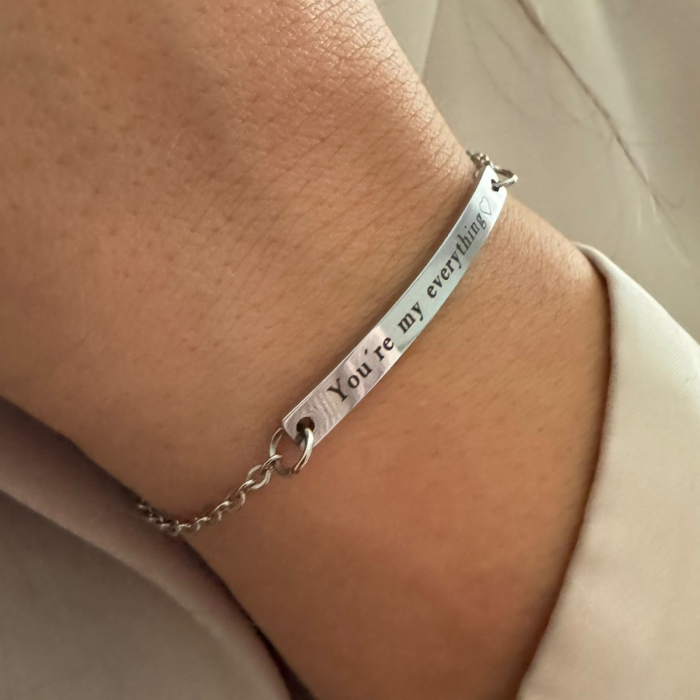 Brățară Personalizată pentru Damă - Plăcuță 40mm, Lanț Reglabil, Inox Premium Auriu [9]