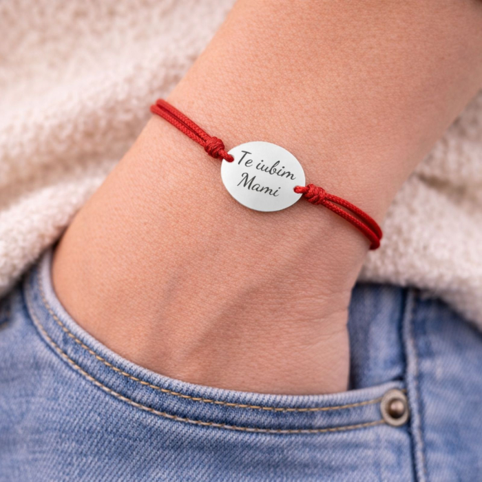 Brățară cu Șnur Roșu și Bănuț Argint 925 Personalizat – Cadou pentru Femei [2]