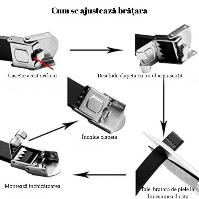 Brățară Piele Bărbați Personalizată cu Gravură Text - Plăcuță și Închidere din Inox, Piele Maro [4]