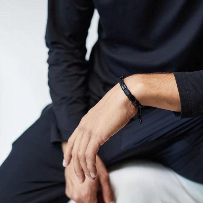 Bratara onix 8 mm, pietre patrate mate, snur macrame impletit [2]