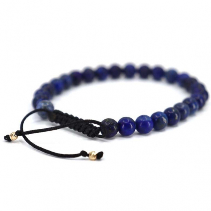 Bratara snur cu bilute de aur si pietre Lapis Lazuli [3]