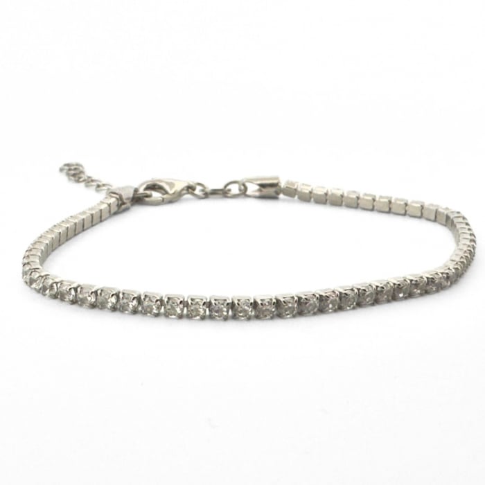 Bratara Tennis Argint 925, Cristale Albe Zirconiu 2mm, Lungime Reglabilă, pentru Damă [4]