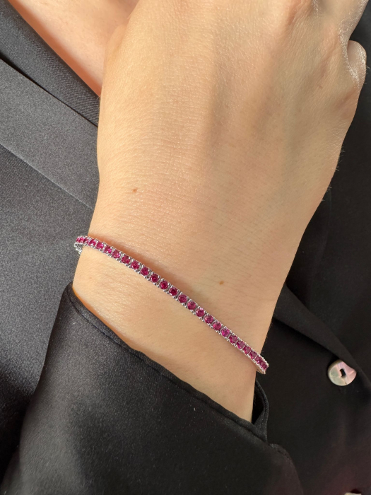Brățară Tennis Argint 925, Cristale Zirconiu Fucsia 2mm, Lungime 19 cm, pentru Damă [2]