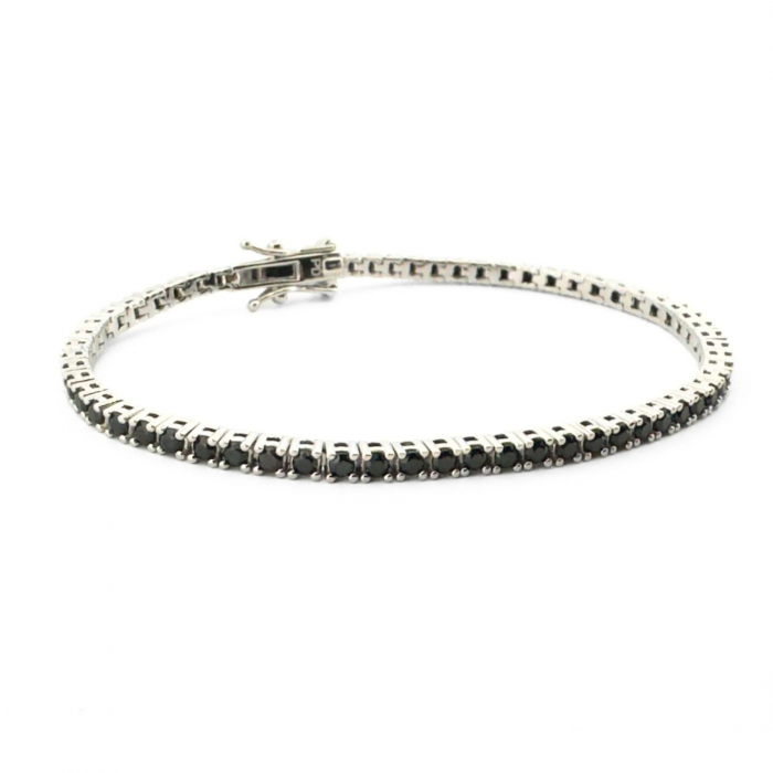 Brățară Tennis Argint 925, Cristale Zirconiu Negru 2mm, Lungime 17 cm, pentru Damă [5]