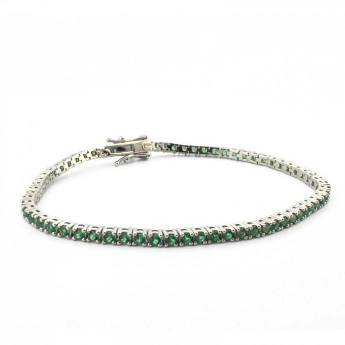 Brățară Tennis Argint 925, Cristale Zirconiu Verde 2mm, Lungime 19 cm, pentru Damă [5]