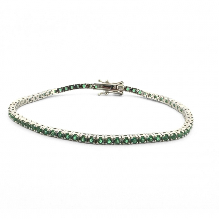 Brățară Tennis Argint 925, Cristale Zirconiu Verde 2mm, Lungime 19 cm, pentru Damă [4]