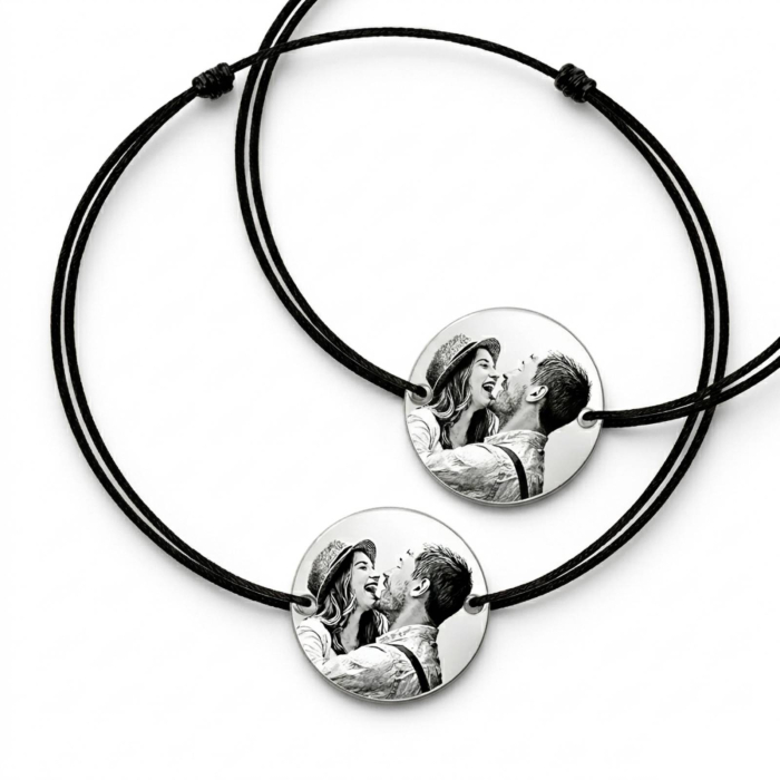 Bratari cuplu personalizate - Banut gravat cu poza, bratari cu snur [2]