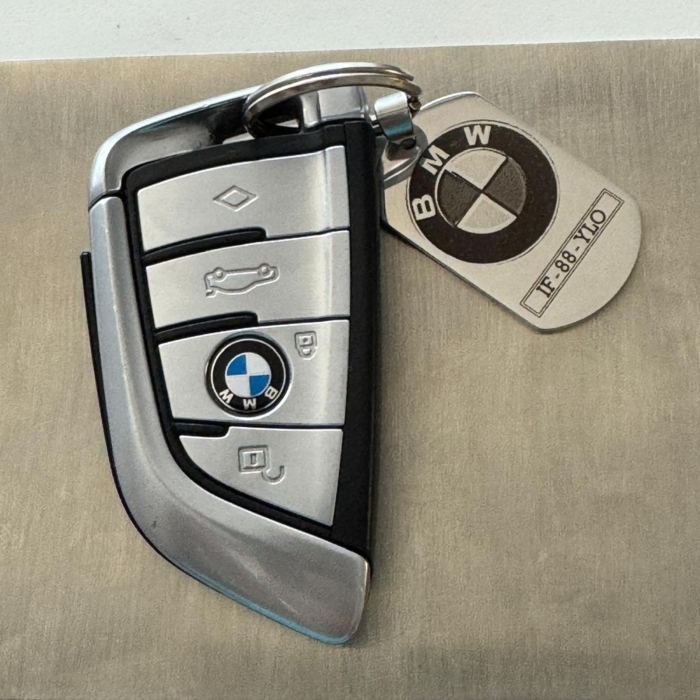 Breloc Cheie Auto Personalizat cu Număr de Înmatriculare și Text – Plăcuță Inox 40x23 [6]
