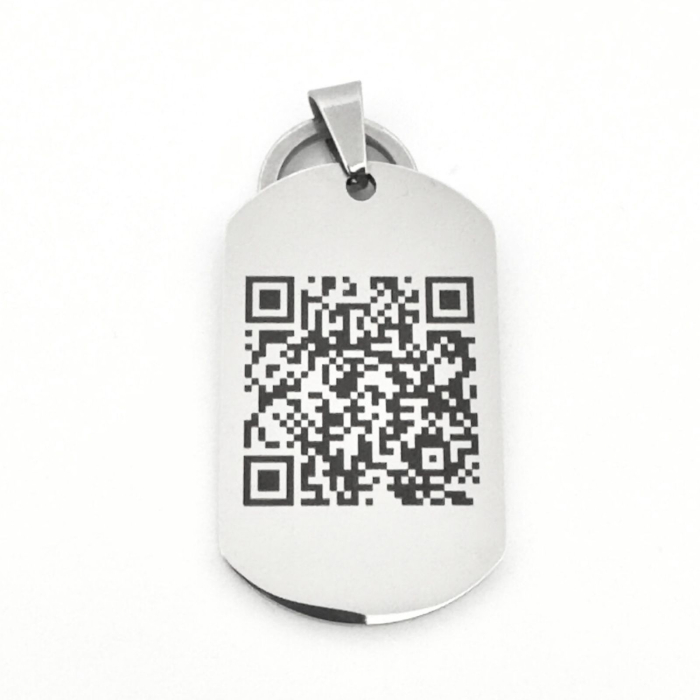Breloc Personalizat Cod QR - Placuta Inox 40x23 mm, Gravura Laser
