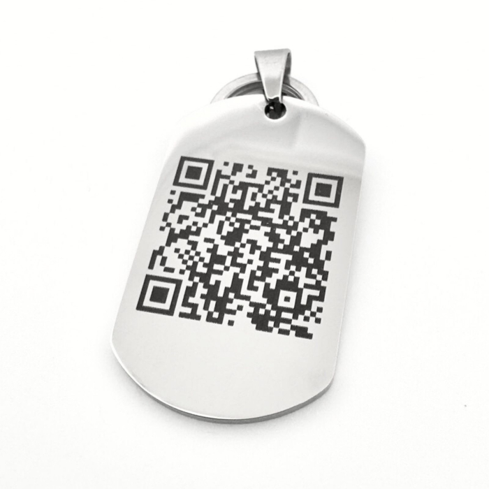 Breloc Personalizat Cod QR - Plăcuță Inox 40x23 mm, Gravură Laser [6]