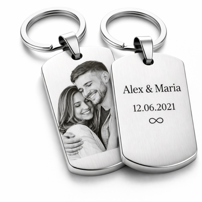 Breloc Personalizat cu Poză și Text – Plăcuță Inox Gravură Laser, Cadou Unic [4]