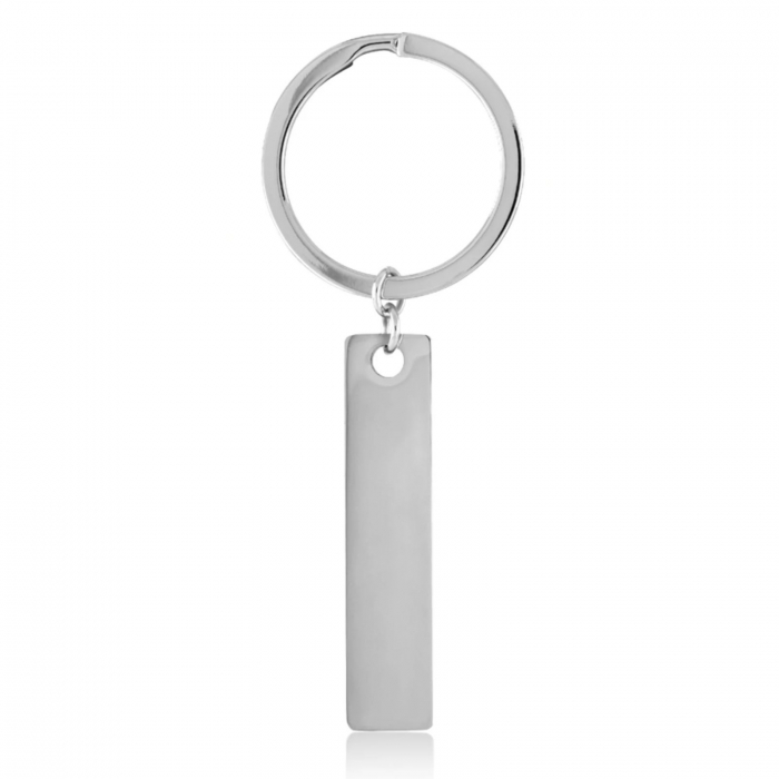Breloc Cheie Auto Personalizat Drive Safe - Plăcuță Inox Argintie 40x10 mm, Gravură Laser, Garanție pe Viață [3]