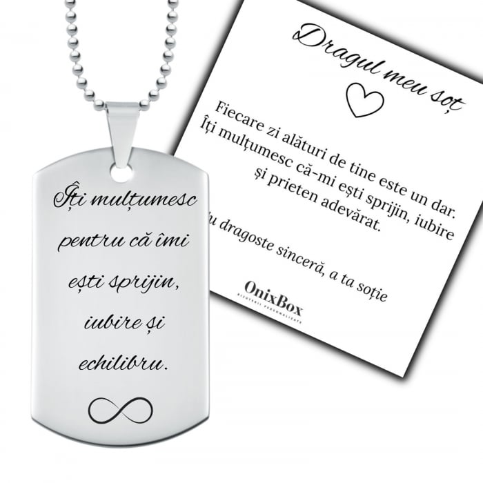 Cadou pentru Sot ,   Lant Army cu Placuta Personalizata cu Mesaj ,   Ambalaj Cadou si Felicitare incluse