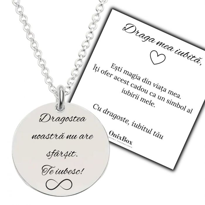 Cadou Iubită - Lănțișor cu Bănuț Personalizat cu Poză și Mesaj - Ambalaj Cadou și Felicitare incluse [2]