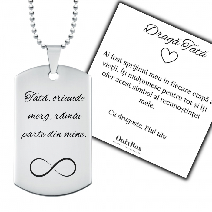 Cadou pentru Tata – Lanț Army Personalizat cu Mesaj – Ambalaj Cadou și Felicitare incluse [2]
