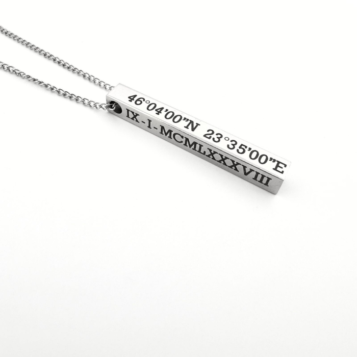 Colier Bărbați cu Pandantiv 3D Personalizat Text, Inox Premium, Gravură Laser cu Garanție pe Viață [5]