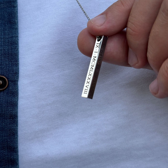 Colier Bărbați cu Pandantiv 3D Personalizat Text, Inox Premium, Gravură Laser cu Garanție pe Viață [6]