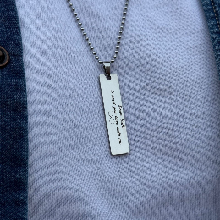 Colier Bărbați cu Plăcuță Personalizată Text, Inox Premium, Gravură Laser cu Garanție pe Viață [5]