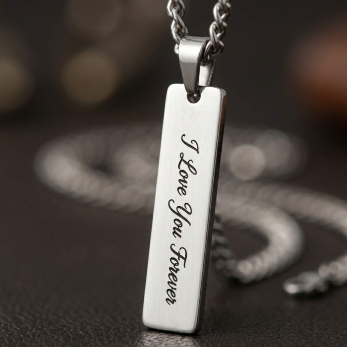 Colier Bărbați Personalizat cu Text – Lănțișor Cuban 3mm, Oțel Inoxidabil [5]