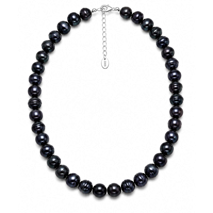 Colier cu Perle de Cultură Negre 7-8 mm și Argint 925, Reglabil 42+5 cm [1]