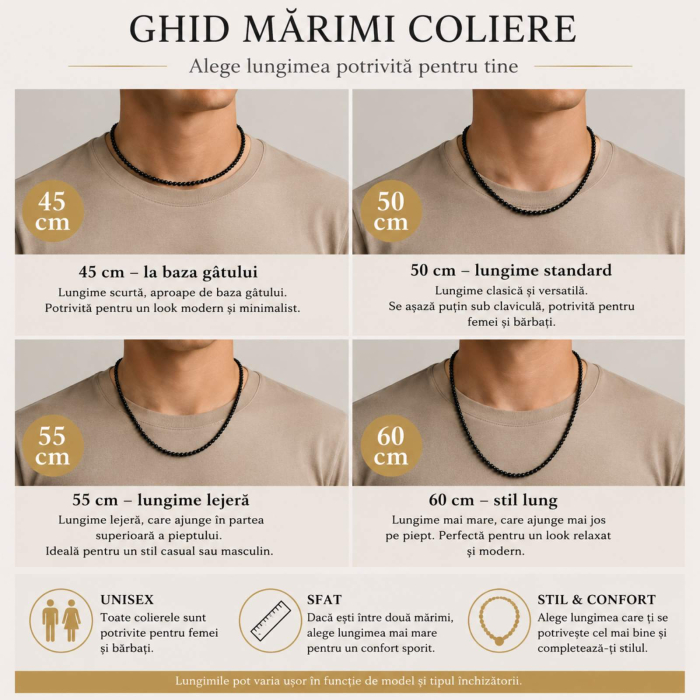 Colier cu Pietre Semiprețioase Hematit Gri și Biluțe din Argint 925 Placat cu Aur 3 mm, Unisex [2]